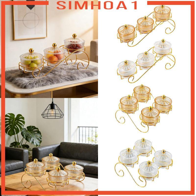 [Simhoa1] จานผลไม้แห้งแบ่งเสิร์ฟ Platter อาหารเรียกน้ําย่อยถาดภาชนะขนมจานขนมวัสดุ PS พร้อมฝาปิดเหมาะ