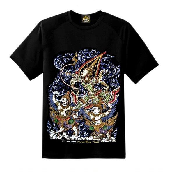 T-shirt Vintage Thai T-shirt round neck short sleeve สีด memeber stripe Rama stovepipe Garuda T-shirt style teenage put