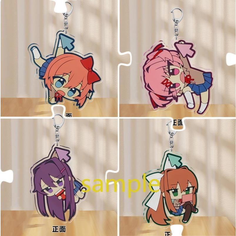 Monika Sayori Yuri Anime KeyChain วรรณกรรมคลับผู้ชายพวงกุญแจสําหรับผู้หญิงรูปการ์ตูนอะคริลิค
