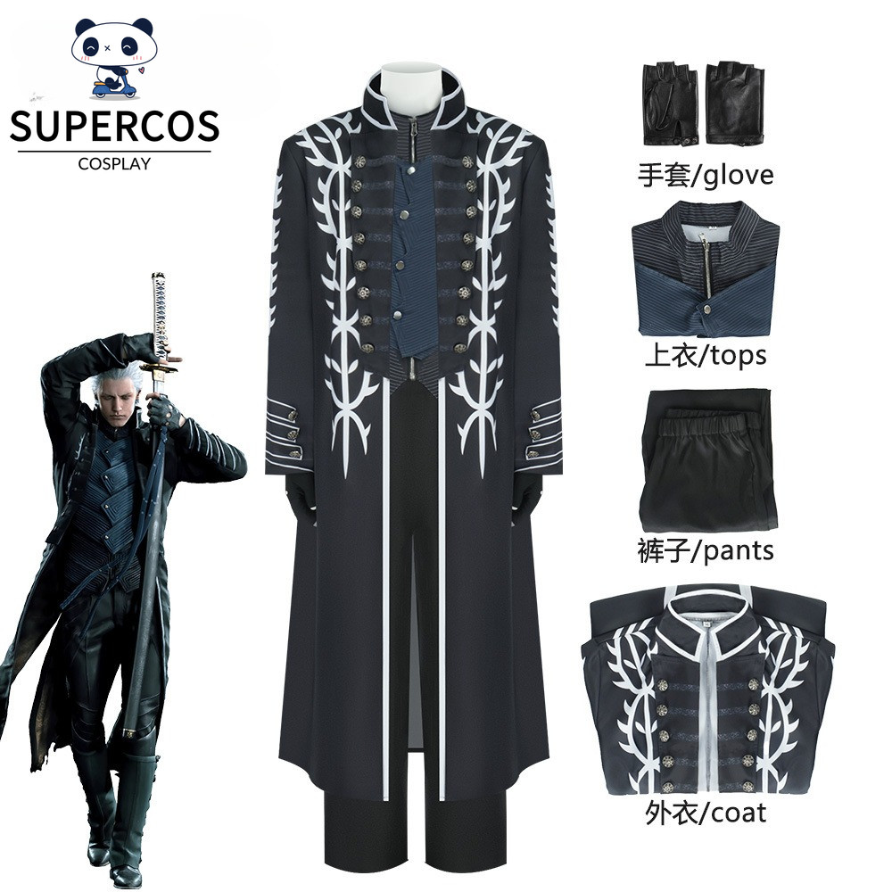 คอสเพลย์เครื่องแต่งกาย Devil May Cry 5 Vergil สำหรับเวทีฮาโลวีนและงานปาร์ตี้