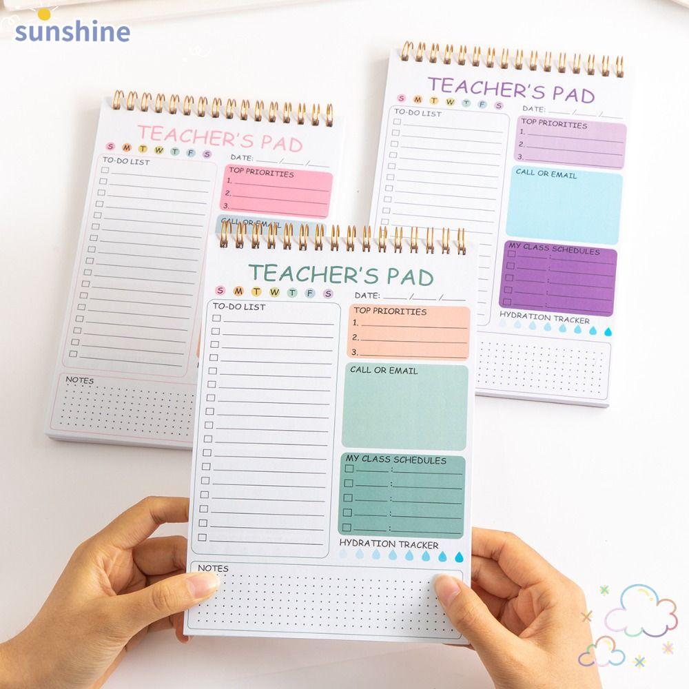 SSUNSHINE Teacher Notepad, A4 Durable Cover Teacher To Do List, Spiral Binding Lined Companion Plann