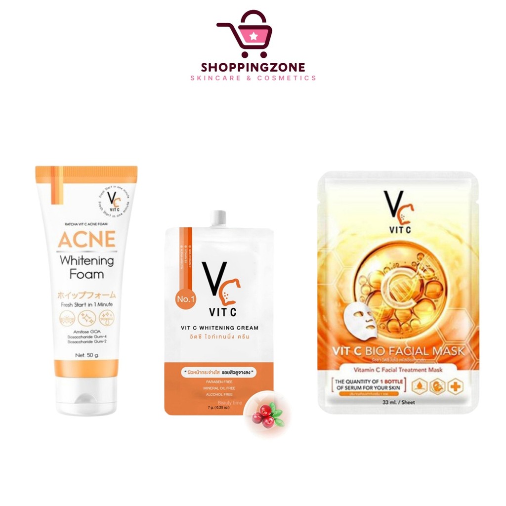 VC Vit C Whitening Cream [7 g.] / VC Vit C Acne Foam [50 g.] / Mask [33 ml.]