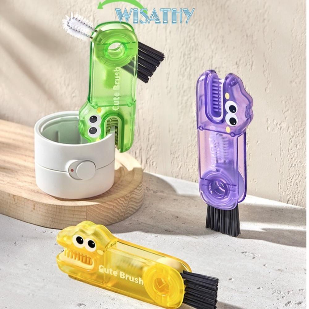 WISATHY แปรงทําความสะอาดฝาถ้วย 3 In 1, แปรงทําความสะอาดรอยแยกมัลติฟังก์ชั่นจระเข้, แปรงฟางขวดทําความ