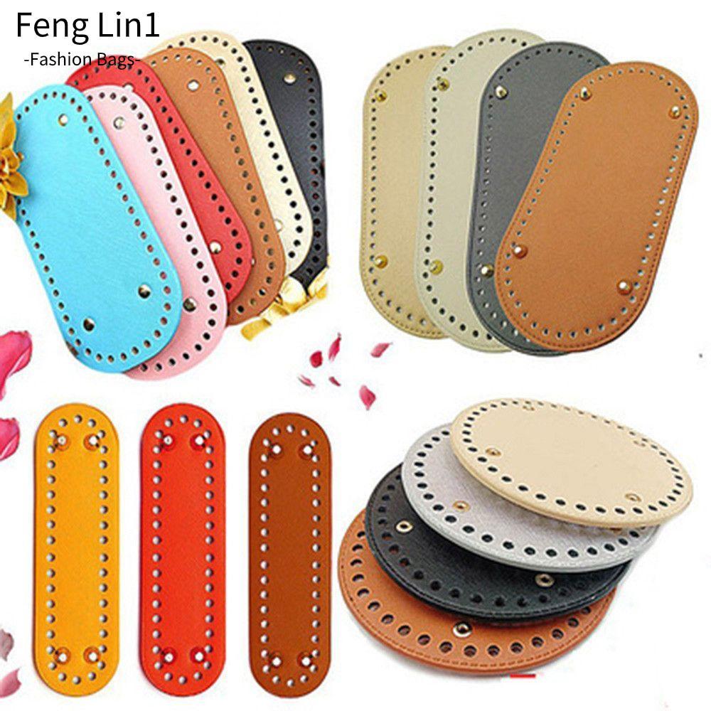 Fengling สําหรับกระเป๋าถัก อะไหล่กระเป๋า ก้นแฮนด์เมด มี 52 หลุม กระเป๋าถักโครเชต์ หนัง PU