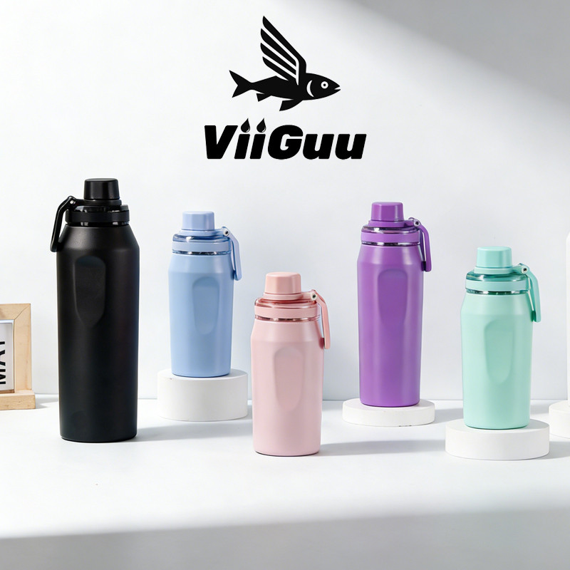 ขวดน้ำสแตนเลส 304 สำหรับทำงาน พกพาง่าย รุ่นยกดื่ม เก็บความเย็น ขนาด 450ml 600ml 1000ml