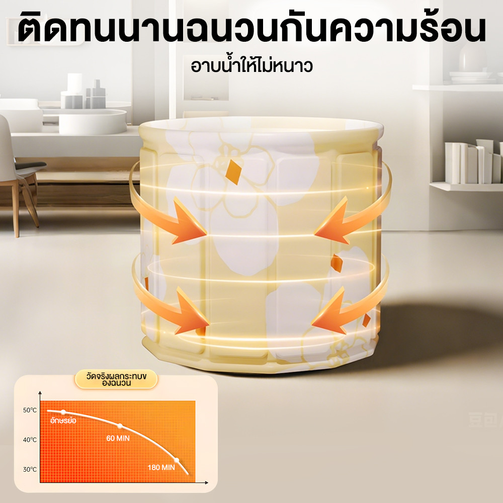 อ่างอาบน้ำพับได้ สามารถใช้ได้ 220kg สำหรับผู้ใหญ่/เด็ก สปาในบ้าน ซาวน่า แข็งแรงทนทานประหยัดพื้นที่ Foldable Bathtub ราคา ถูกที่สุด ดีลบีเคเค แกลเลอรีภาพที่ 4