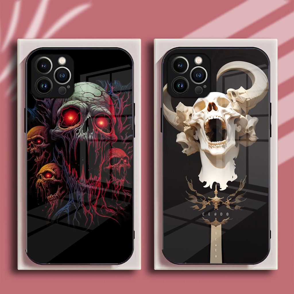 Grim Reaper Gothic แฟชั่น Skull สําหรับ Samsung S25 S24 S23 FE S22 S21 S20 S10 S9 S8 S7 Ultra กระจกน