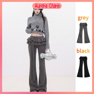 Aurora Charm กางเกงกระโปรงขายาว แต่งระบายชั้นๆ ผูกโบว์ ขาบาน…