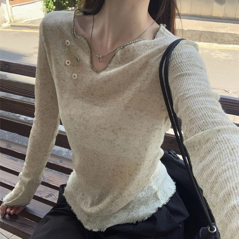 amberผู้หญิง รุ่นใหม่ กันแดด เสื้อกันหนาว แขนยาว ผ่อนปรน เสื้อยืด