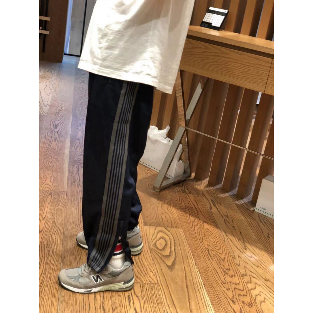 WRNM NEEDLES TRACK ปักซิปกางเกง Drawstring ผู้ชายผู้หญิงญี่ปุ่น Niche กีฬากางเกงลําลอง