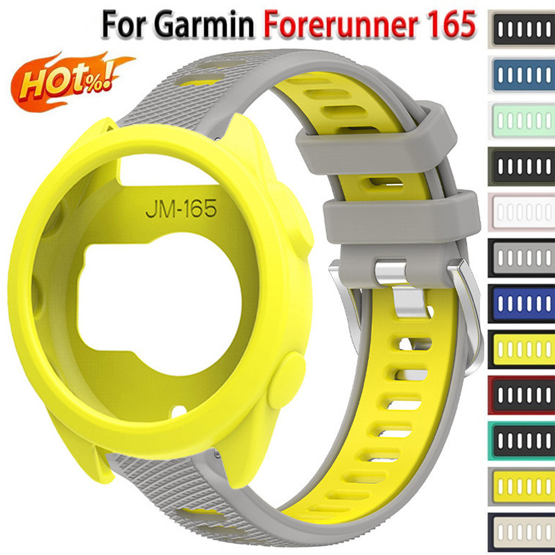 สายรัดซิลิโคน + เคสป้องกันเชลล์สําหรับผู้เบิกทาง Garmin 165 Smartwatch Soft Screen Protector Case Band อุปกรณ์เสริม