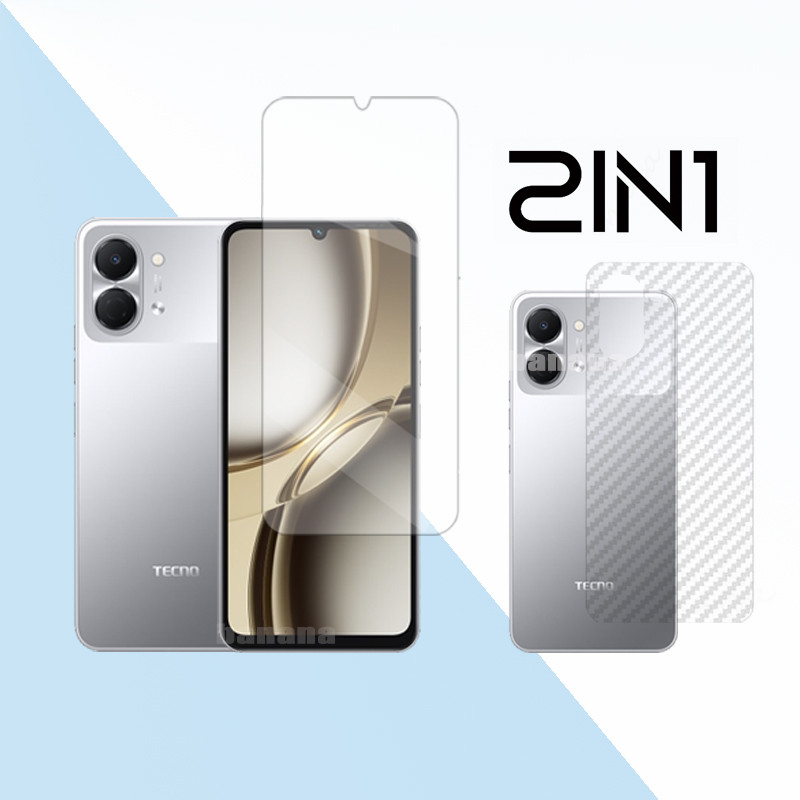 2in1 Tecno Spark Go 3 ฟิล์มกระจกนิรภัยสําหรับ Tecno Spark Go 2 Go 1 1s ป้องกันหน้าจอ + ผิวคาร์บอนกลั