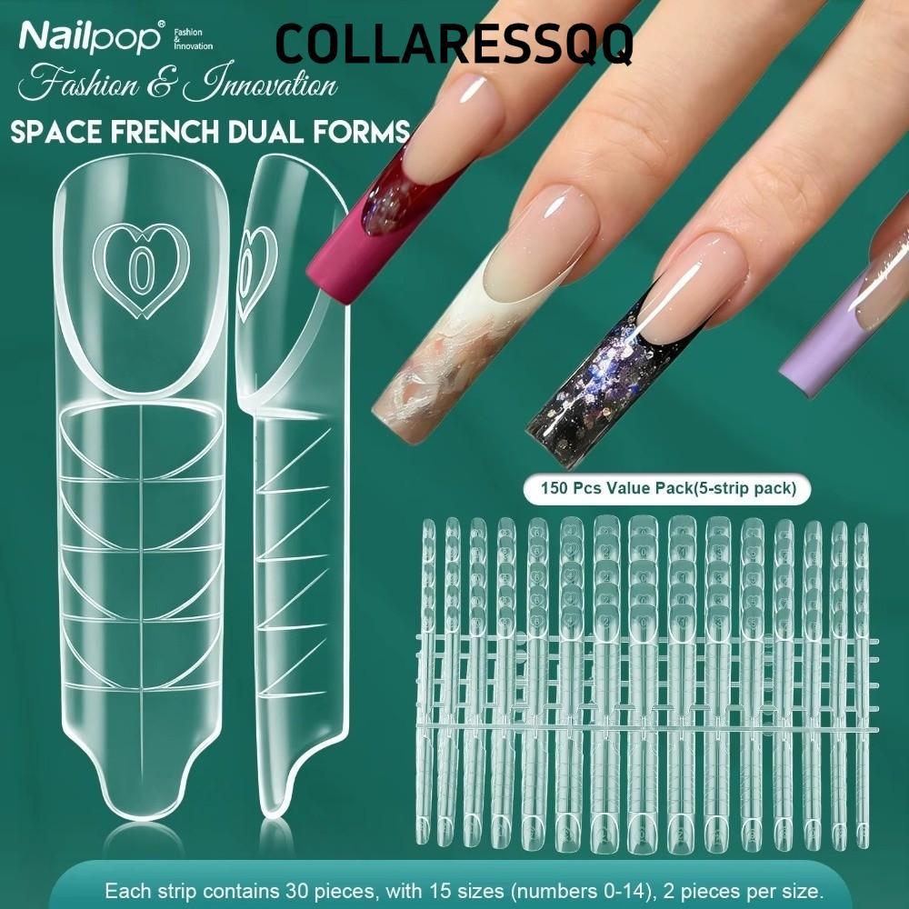 COLLARESSQQ 75/150Pcs เล็บ Extension Builder, นํากลับมาใช้ใหม่โปร่งใสรูปแบบเล็บ, พลาสติก 15 ขนาด Fre