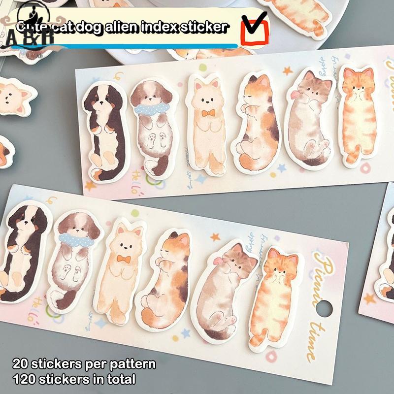 [A&B] 120 แผ่น/เซ็ตแมวน่ารักสุนัข Stiy Notes Index Tabs หน้าเครื่องหมายหนังสือสําหรับหน้าเครื่องหมาย