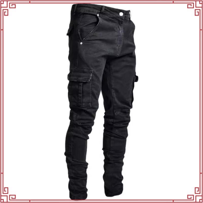 Skin m Fit Denim Cargo Jeans Pants for Men L0066 สีเทา C03 2T