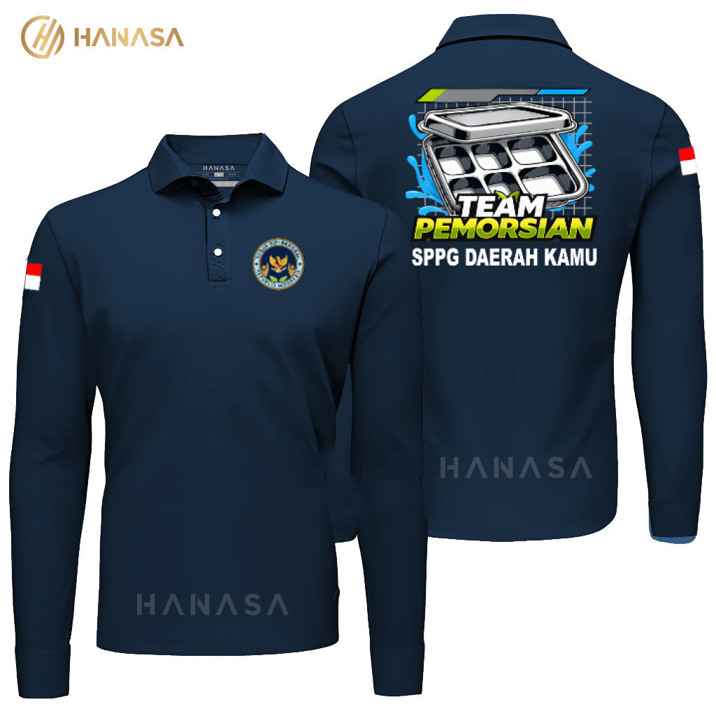 HANASA เสื้อโปโลแขน DB TEAM GOVERNMENT BGN SPPG | เสื้อโปโลผู้ชายและผู้หญิง | เสื้อคอปกโปรแกรม MBG