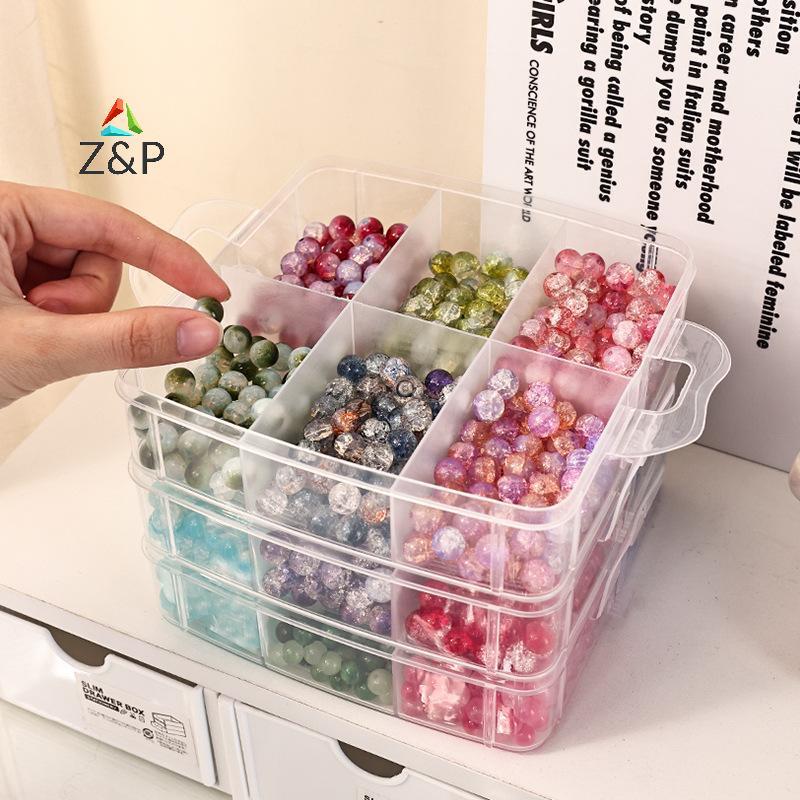 Z&P 3 ชั้น 18-Grid โปร่งใสปรับ Staablepartment Slot กล่องเก็บพลาสติกสําหรับจัดระเบียบของเล่นเครื่องป