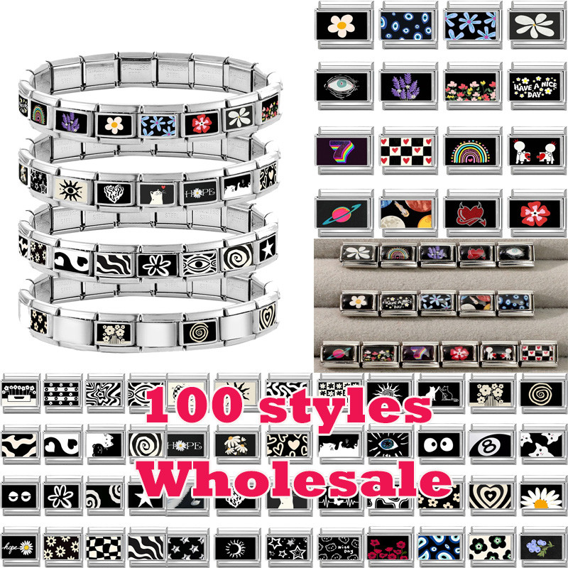 สร้อยข้อมือสแตนเลสสีดำและสีขาว ออกแบบได้เองแบบ DIY
