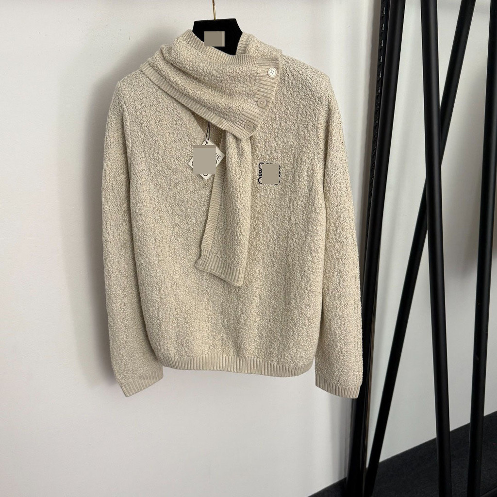 HD5C L-ewe/Anagram Classy Slim-fit Dopamine ผ้าพันคอเย็บเสื้อแขนยาว V คอเหงื่อ