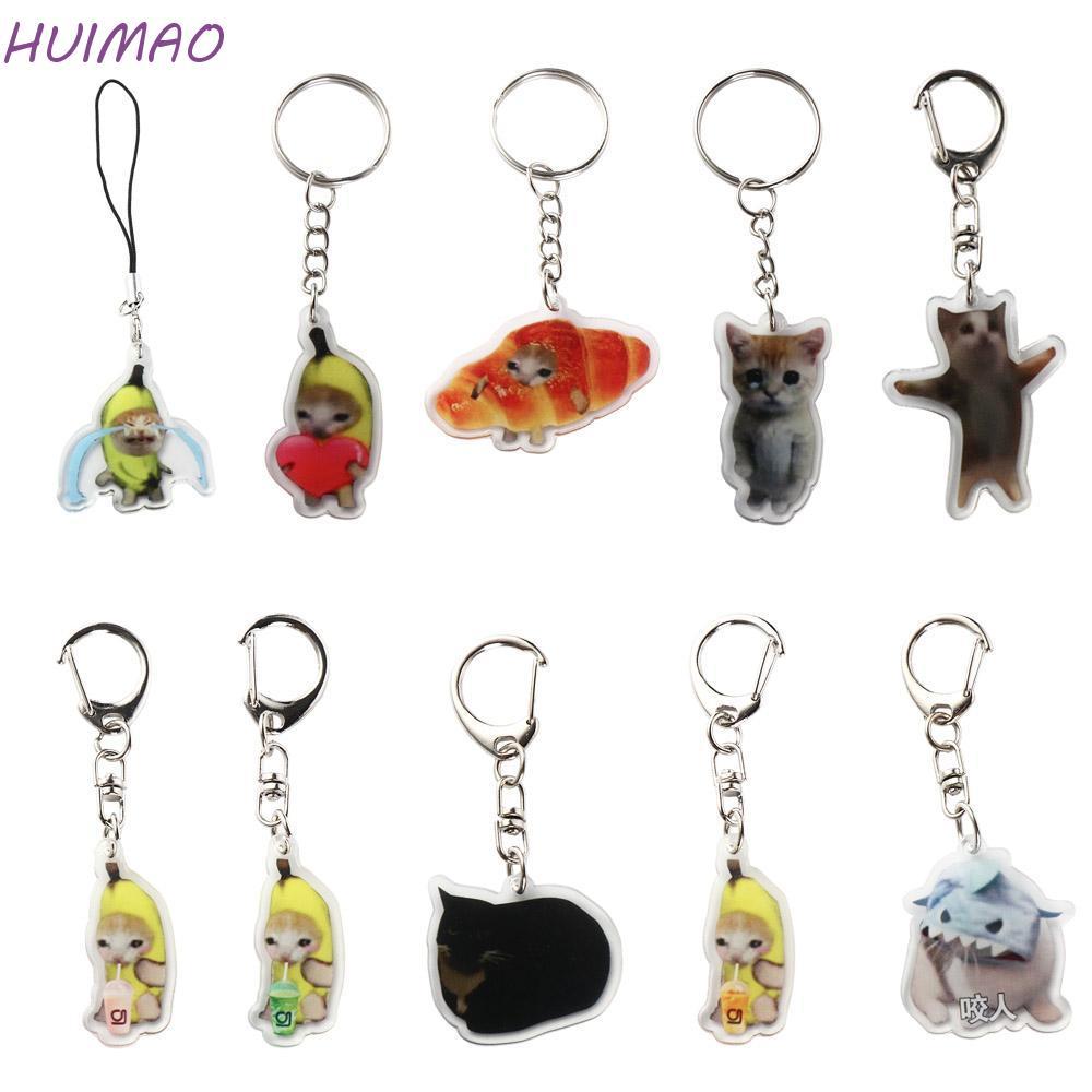 HUIMAO Happy Banana Cat พวงกุญแจ, Banana Cat กระเป๋าเป้สะพายหลัง Charm Banana Cat ห่วงโซ่โทรศัพท์มือ