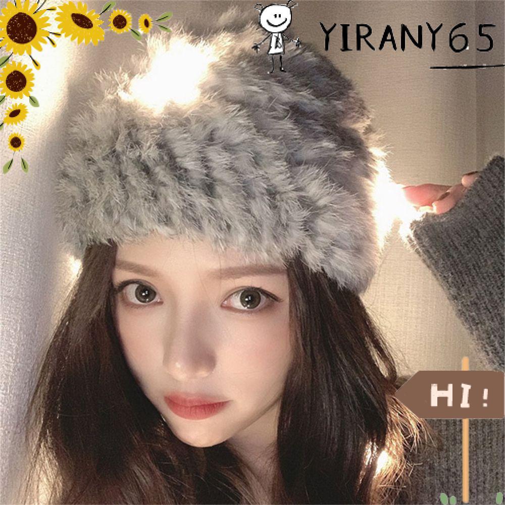 YIRAN หมวกหิมะฟูฟ่องหรูหราสำหรับกลางแจ้ง