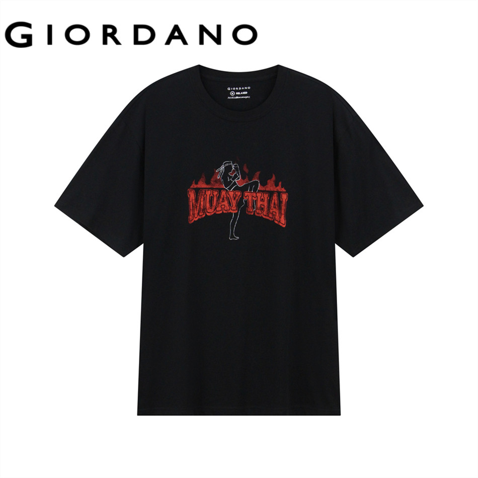 GIORDANO เสื้อยืดผู้ชาย Men’s Muay Thai Printed Tee 01096349 ราคา ถูกที่สุด ดีลบีเคเค