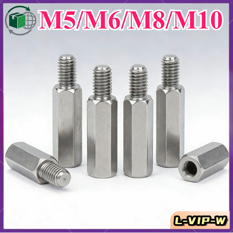 304 สแตนเลสหัวเดียวขั้วหกเหลี่ยมแยกคอลัมน์หยินและหยางสตั๊ดเดียวผ่านฟันด้านในและด้านนอกเชื่อมต่อคอลัม