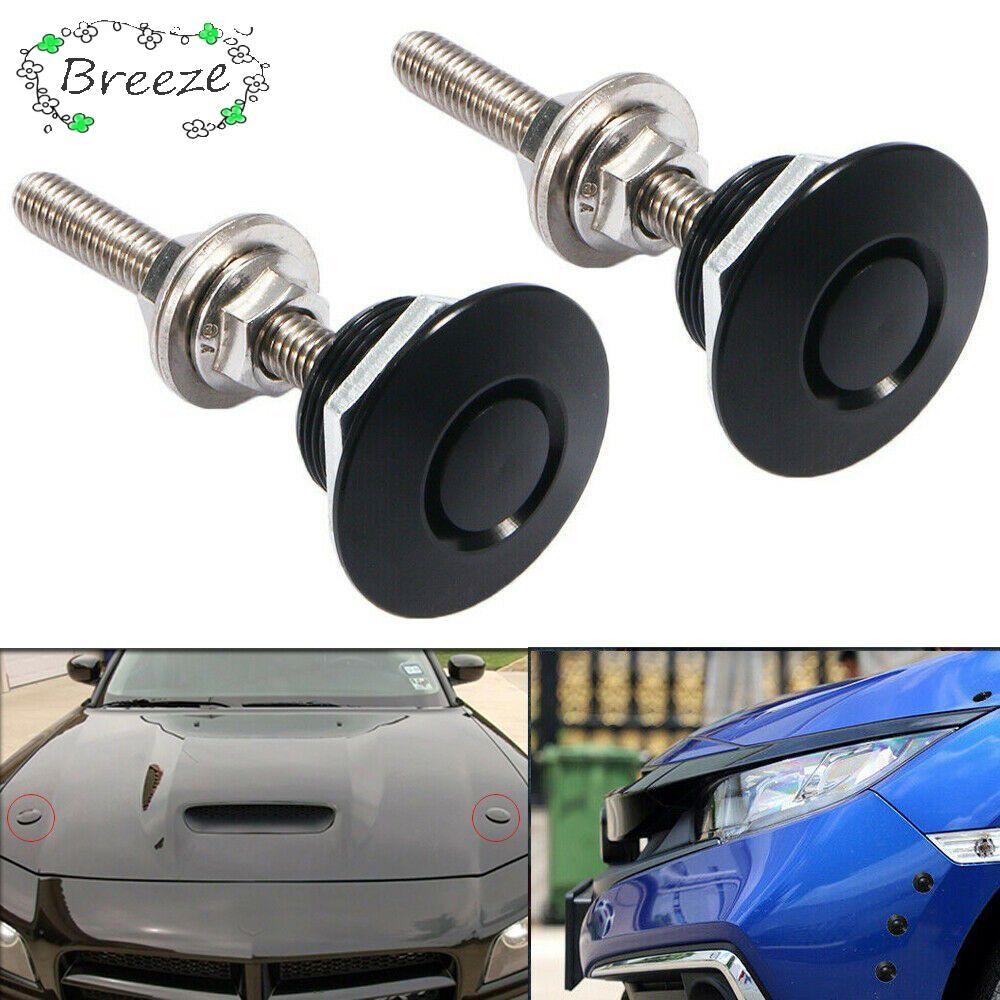 BREEZE 2/4 ชิ้นปุ่มกดคลิปสลักสีดําอุปกรณ์เสริมในรถยนต์ล็อคฝากระโปรงเครื่องยนต์
