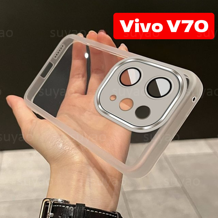 สําหรับVivo V70 2026 เคสโทรศัพท์สแควร์ปลอกVivoV70 Lite VivoV70Lite Y05 Y11D Y21D Y21 Y31 Clearนุ่มกันกระแทกTPUซิลิโคนชุบโปร่งใสปกหลัง