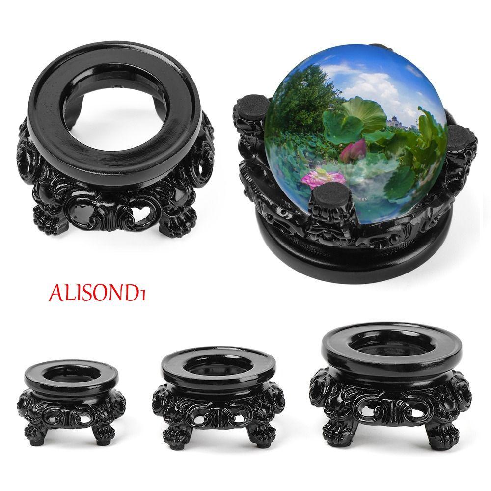 ALISOND1 Sphere Pestal เรซิ่นสีดําแกะสลักตกแต่งคลาสสิกตกแต่งบ้าน Prop Globe Holder