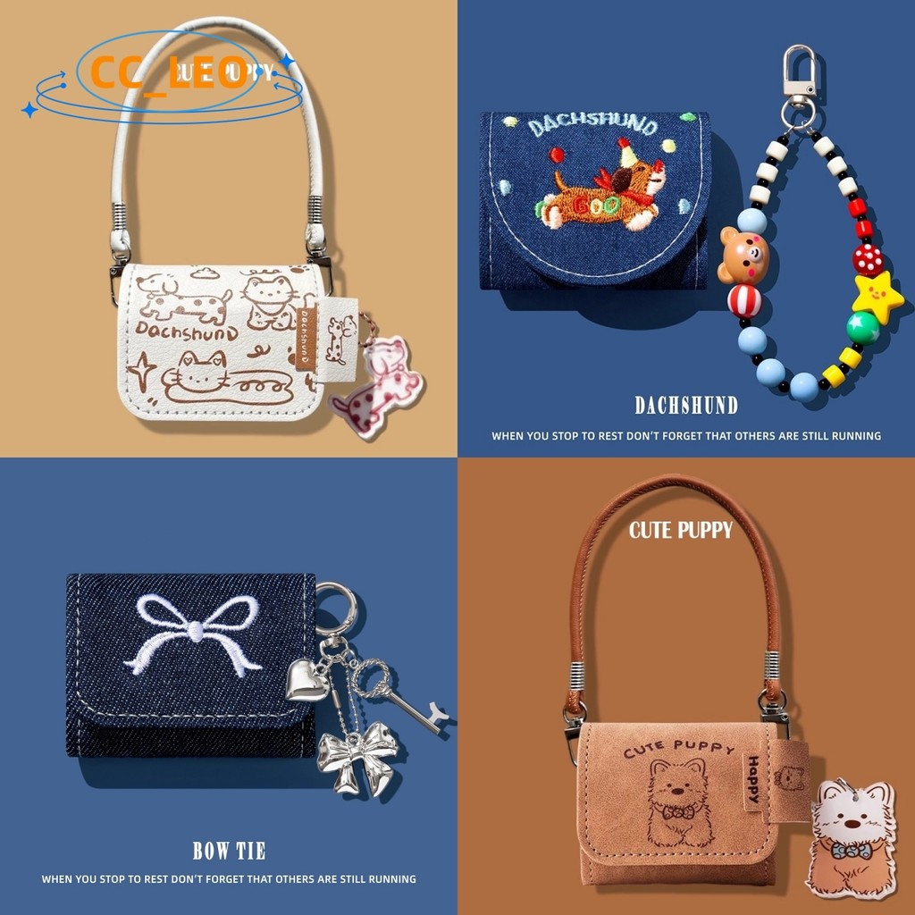 Case for Anker Soundcore AeroClip Leather Soft Case Cute Cat Pendant Cartoon Bear Lanyard Suitable for Soundcore AeroClip Silicone soft shell Protective Sleeve