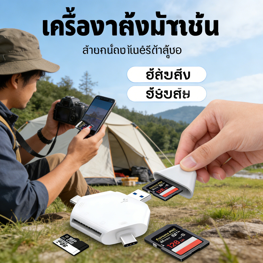 บันทึกบัตรมัลติฟังก์ชั่นโทรศัพท์ คอมพิวเตอร์ OTG การ์ด SD อ่านความเร็วสูง 3 in 1