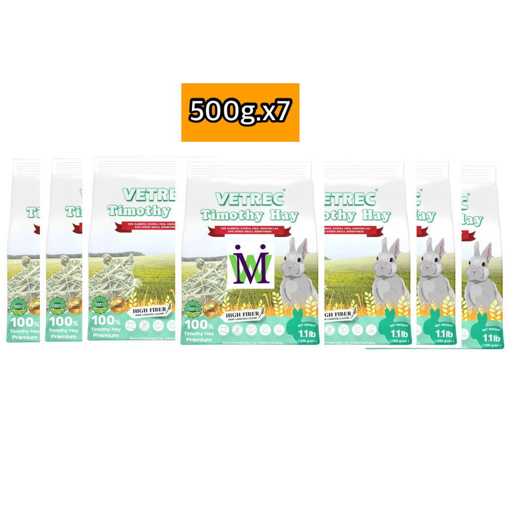 Vetrec หญ้าทิมโมธี 500g. ยกลัง 7 ถุง Timothy Hay ทิโมธี หญ้าทิโมธี ทิมโมธี หญ้ากระต่าย อาหารกระต่าย