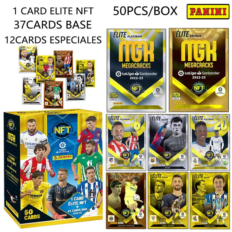 PANINI NFT BOX 50 ใบ/กล่อง 2022-23 Benzema KOKE Griezmann pedri Kounde Gold platinum การ์ดสะสมของขวั