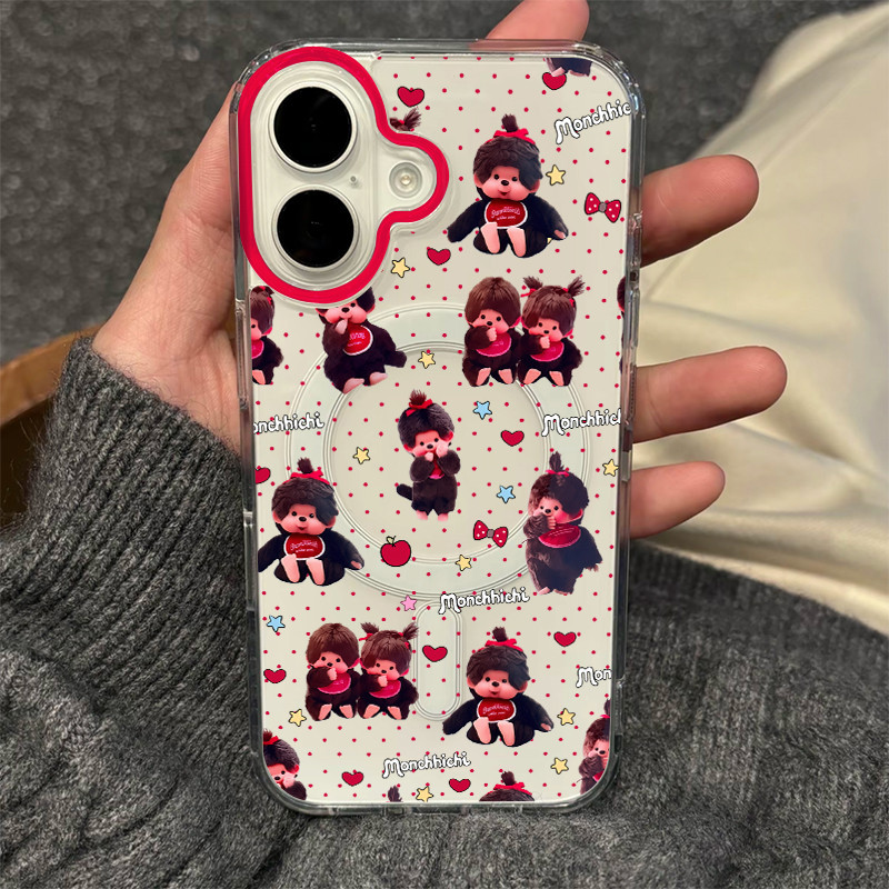 🌈AWIFI🌈แม่เหล็ก เคสใสกันกระแทก เคสสําหรับไอโฟน 16 เคสชาร์ได้ สำหรับ IPhone 11 17 Pro MAX 13 15 14 12 7/8Plus MONCHHICHI