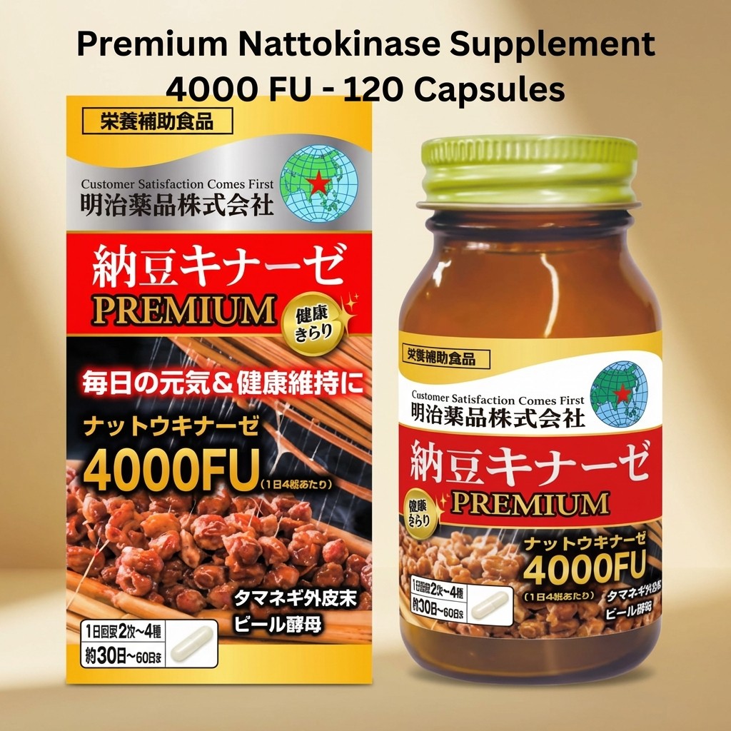 Premium Nattokinase Supplement 4000 FU - 120 Capsules