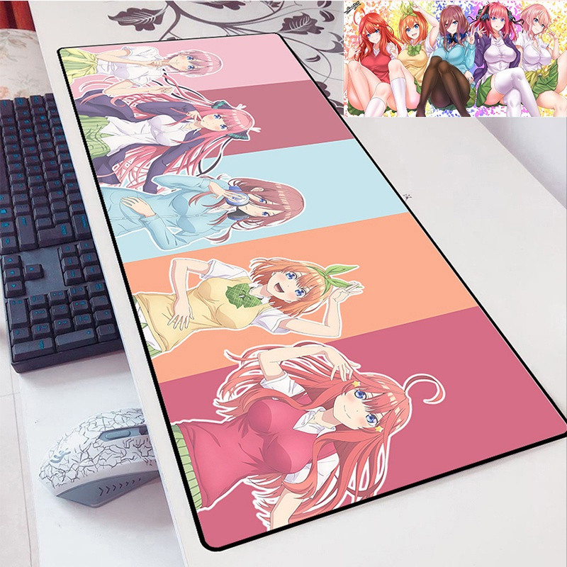 อะนิเมะ Quintessential Quintuplets Nakano Miku แผ่นรองเมาส์ Nakano Nino Mousepad ยางล็อค Edge-bca321
