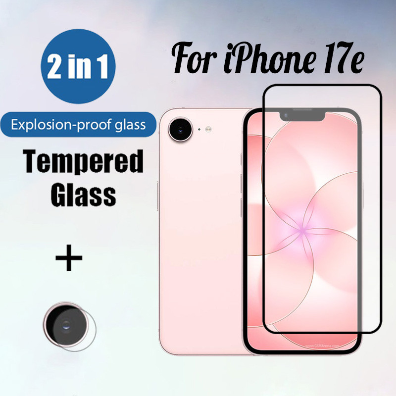 2 in 1 กระจกนิรภัย HD ป้องกันหน้าจอสําหรับ iPhone 17e 17 Pro Max 16e 16 14 13 15 Air Plus ป้องกันฟิล