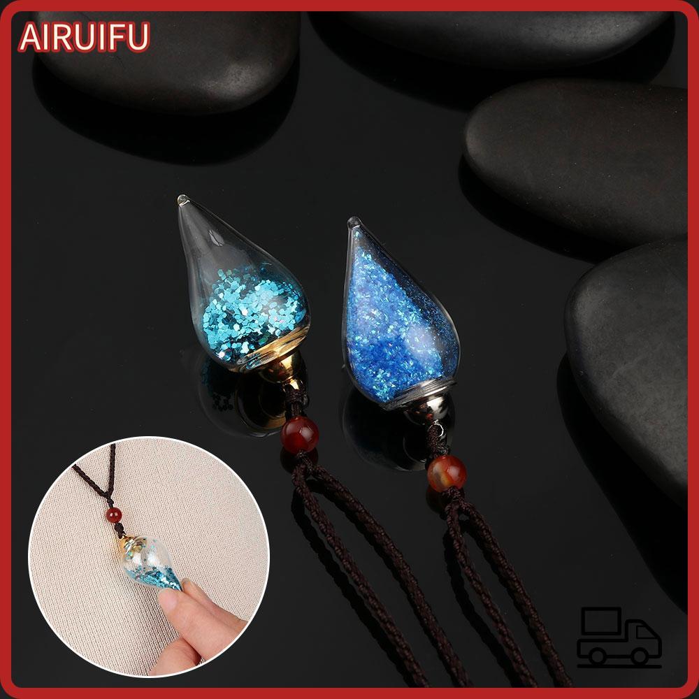 AIRUIFU สร้อยคอสําหรับผู้หญิงผู้ชายทรงสี่เหลี่ยมแฟชั่นกระจายน้ํามัน Vial