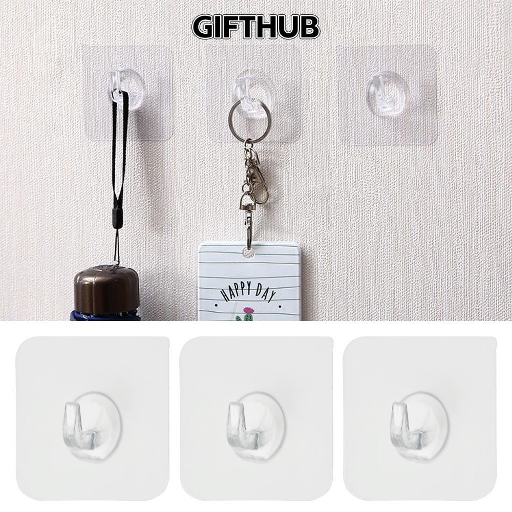 GIFTHUB 5/10ชิ้น ไร้ร่องรอย ตะขอบ้านมีชีวิตที่แข็งแกร่งเหนียวห้องน้ําชั้นวางผนังที่มีประโยชน์