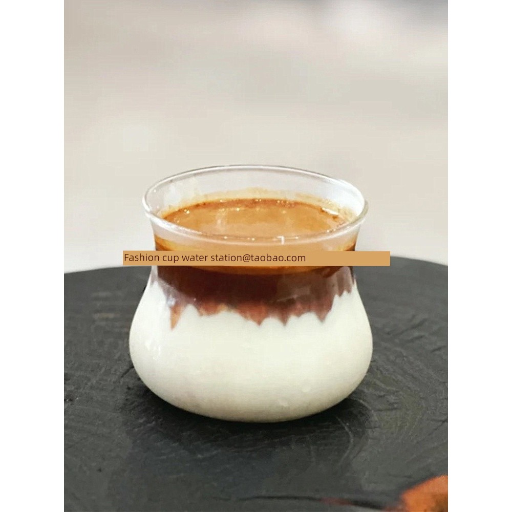 แก้วมัทฉะใส แก้วใส แก้วใสเรียบง่ายถ้วยกาแฟลาเต้ dirty ถ้วยชาร้านกาแฟแก้วสีขาวแบบเดียวกัน