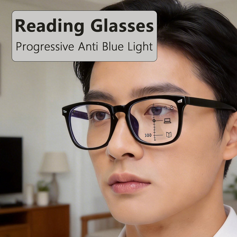 Cermin Mata Baca Progressive Multifocal Blue Light แว่นตาอ่านหนังสือ Auto-Focus สําหรับ Near & Far V