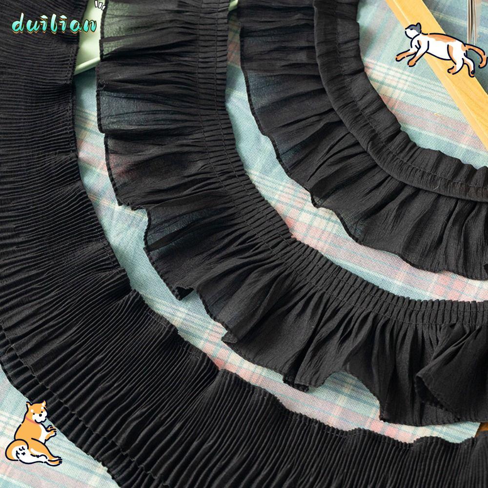 DUILIAN ชีฟองลูกไม้ Trims, กว้าง 9-12 ซม. 2Yards Ruffled Lace Trims, ผ้าชีฟอง