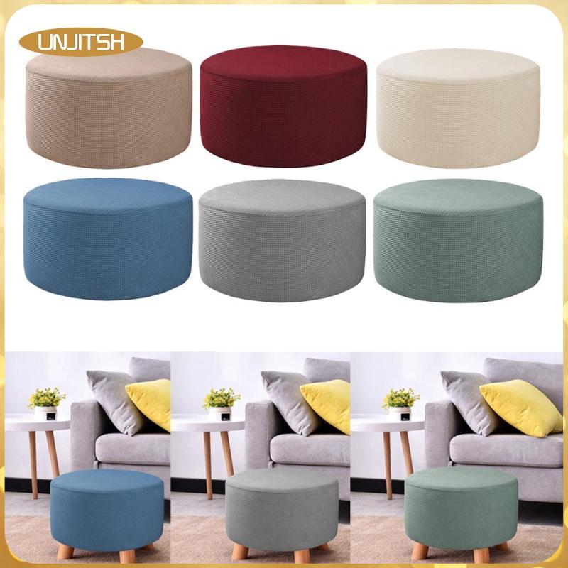 [unjitsh] Ottoman Slipcovers Round Footrest สตูลวางเท้าครอบคลุม Stretch Storage Ottoman Covers, High