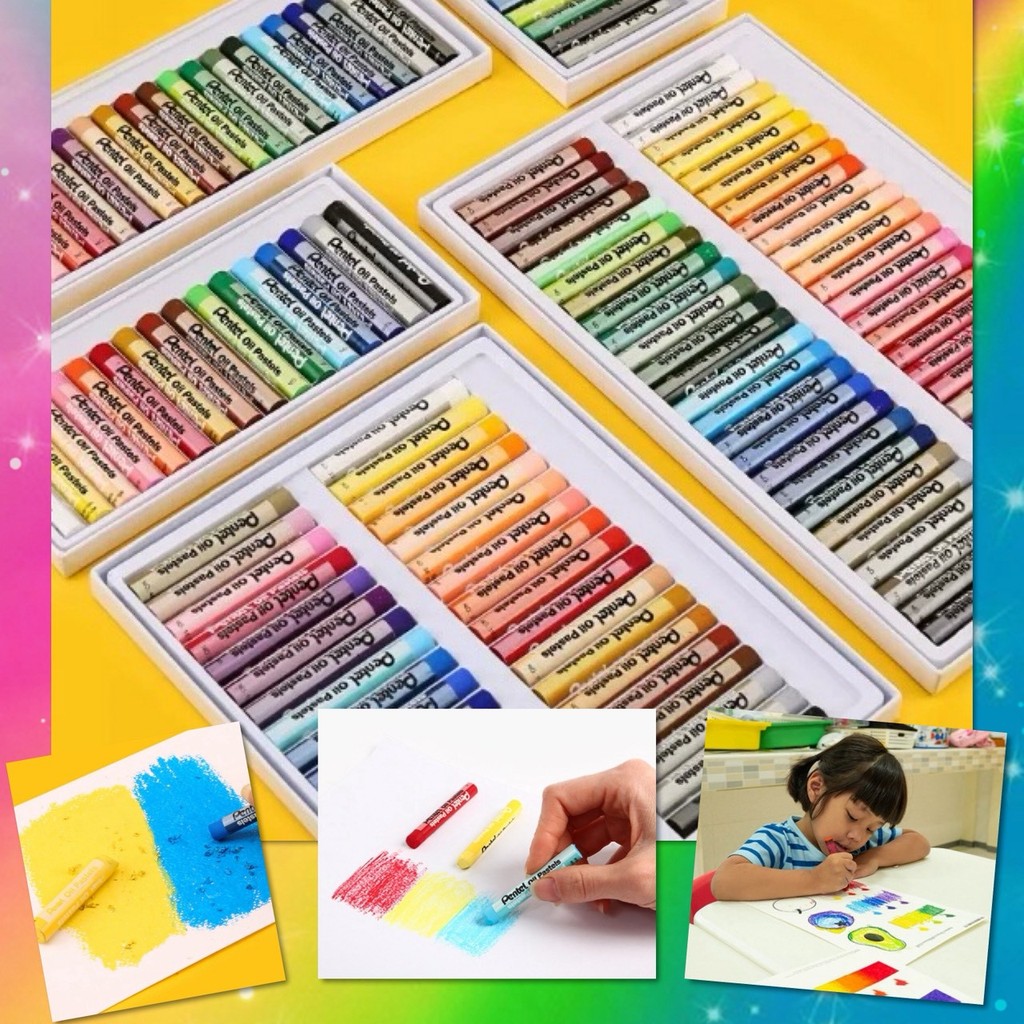 🎀 สีเทียน Oil Pastels ปลอดสารพิษ วาดภาพ ระบายสี งานศิลปะ รุ่นอัพเกรด เนื้อสีเนียนนุ่ม เขียนระบายง่าย สีสดใส ติดกระดาษ 🎀