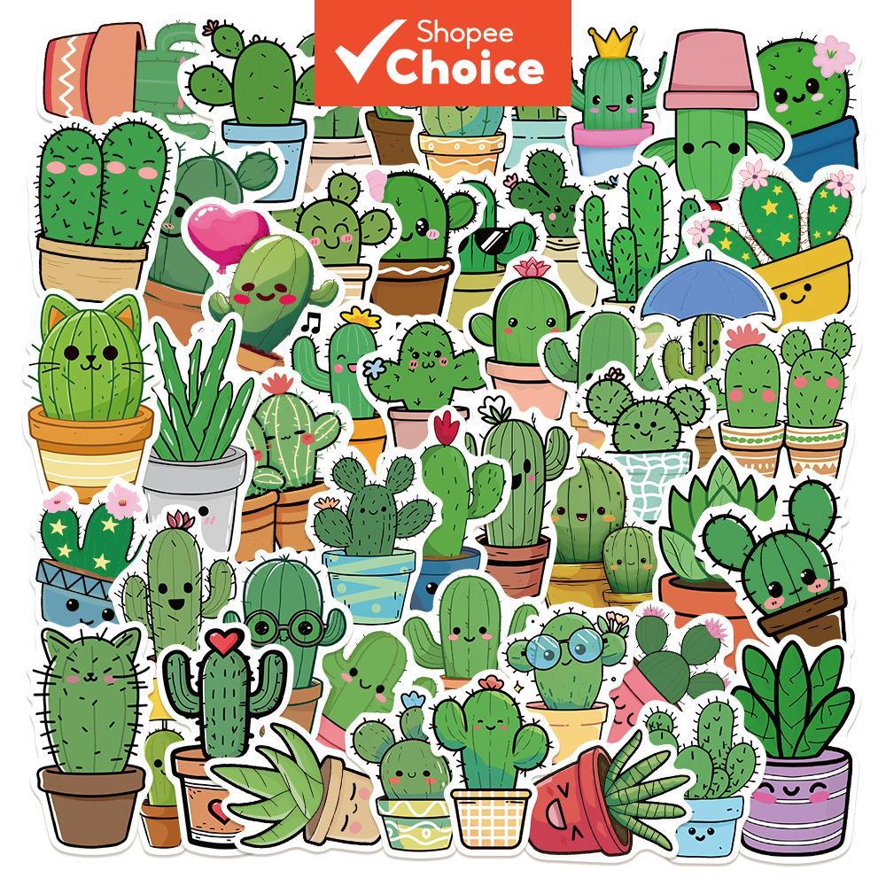 Cactus Stickers Aesthetic Cute Stickers Laptop Stickers Phone Stickers 50Pcs Waterproof Stickers for