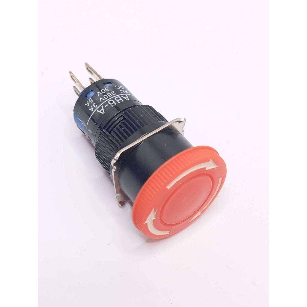 ส่งไว Newแท้ Emergency Stop Push Button Switch 16mm  สวิตช์ปุ่มหยุดฉุกเฉิน AC 250V 3ขา 6ขา สวิตซ์ดอก
