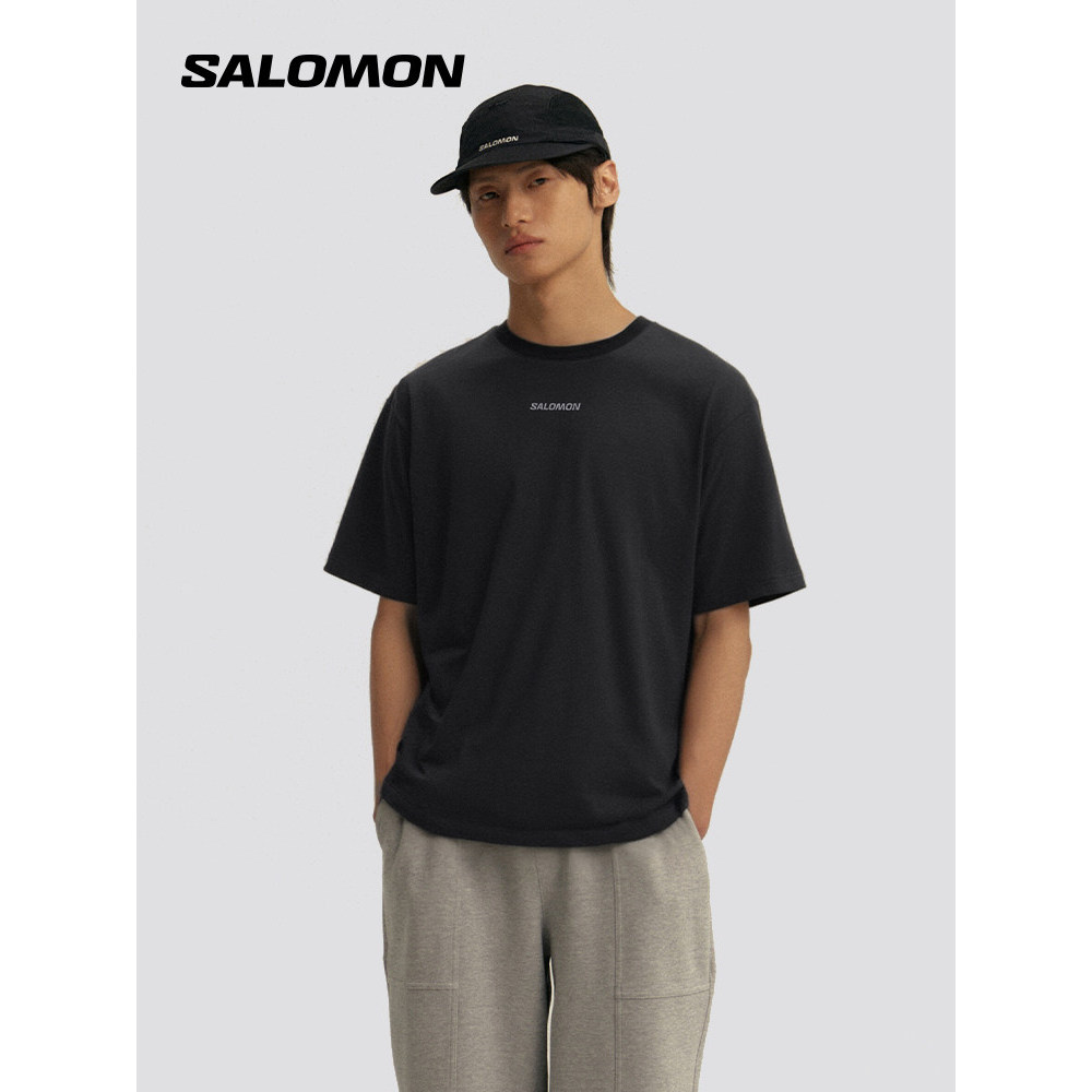 Salomon Salomon Salomon กลางแจ้งผู้ชาย Urban อินเทรนด์เสื้อยืดแขนสั้นผ้าฝ้ายแท้พิมพ์ AMPHI POWER DRY