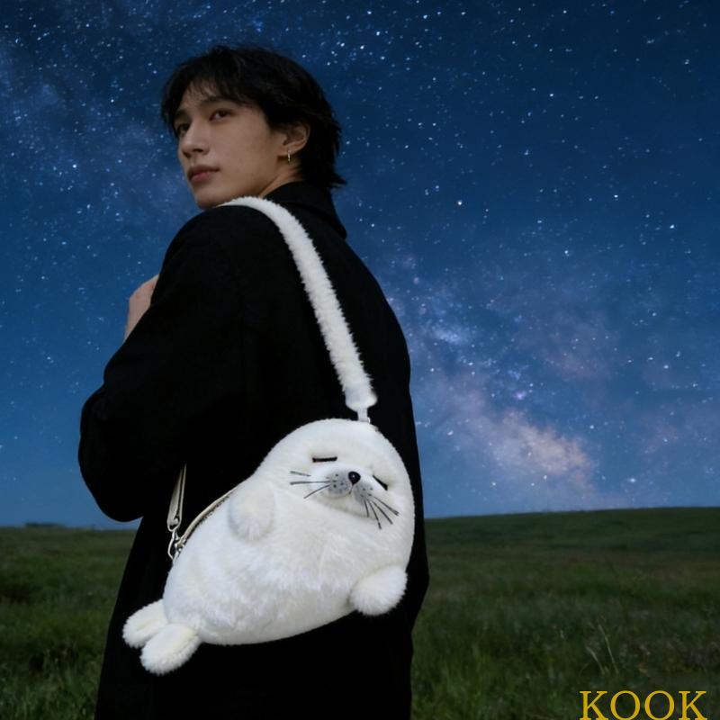 KOOK Seal Shaped Purses Crossbody Bags Plush Seal Shaped Shoulder Bags Animal Purses