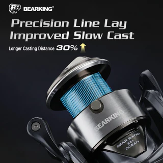 BEARKING ATHENA-SW Spinning Reel จานเกียร์ทองเหลือง ลดเกียร์สําหรับหล่อยาว 3000-6000 Series 11+1BB โลหะ Anti-sal & กันน้ําน้ําเค็ม Fishing Reel (15KG)